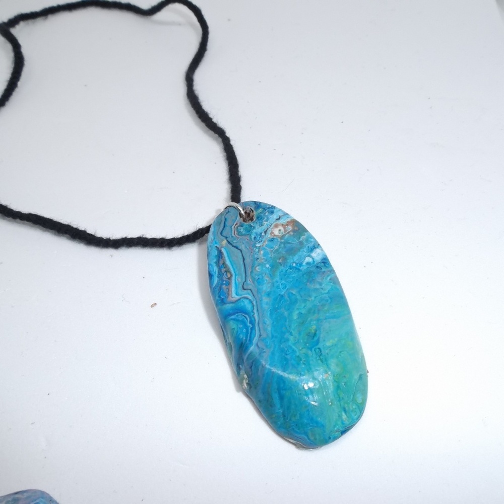 Blue Abstract Driftwood Necklace